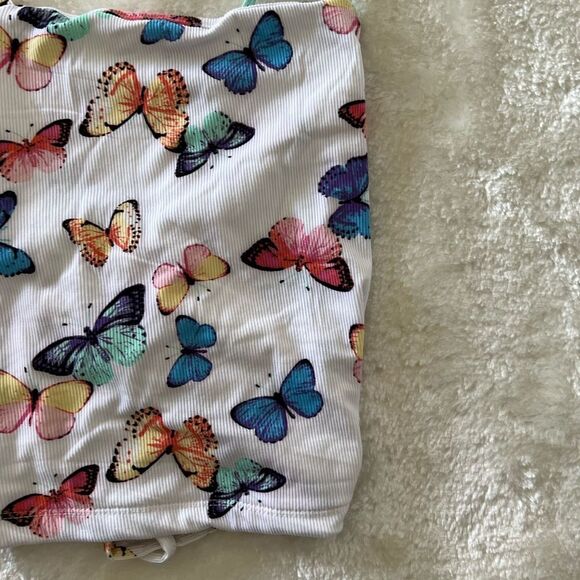 Butterfly Print Open Back Junior Cropped Top - Picture 3 of 4